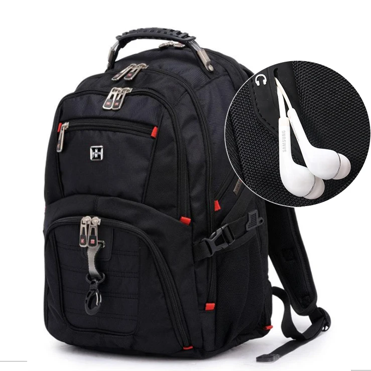 Wholesale hot sale Custom logo Independent headphone jack Metal clip 1680D waterproof hiking 15.6 laptop backpack, Black
Wholesale hot sale Custom logo Independent headphone jack Metal clip 1680D waterproof hiking 15.6 laptop backpack, Black