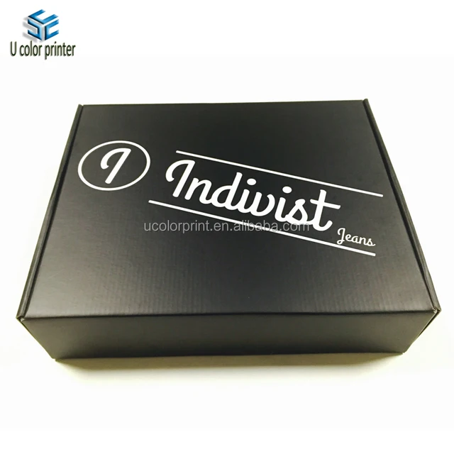 foldable black corrugated cardboard box for clothing packaging