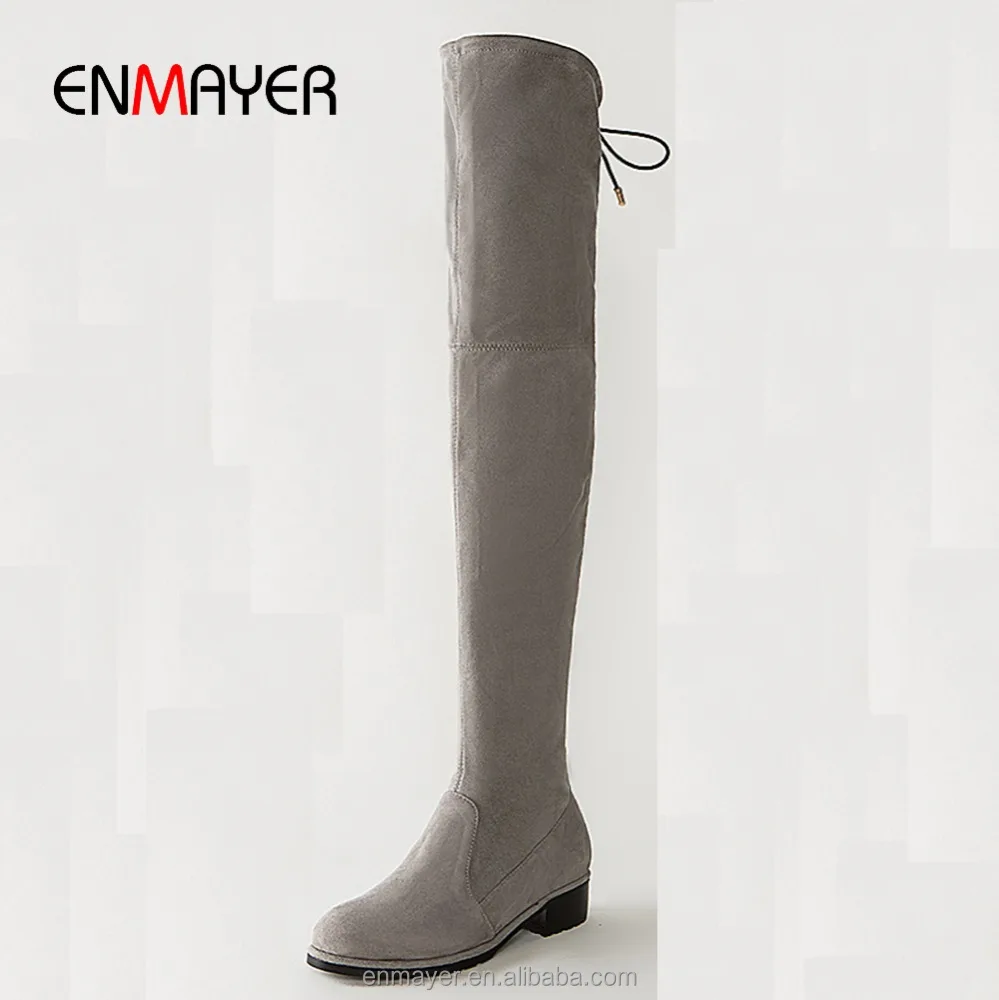 2020 winter new arrival pointed toe stretchy kid suede overknee women boots