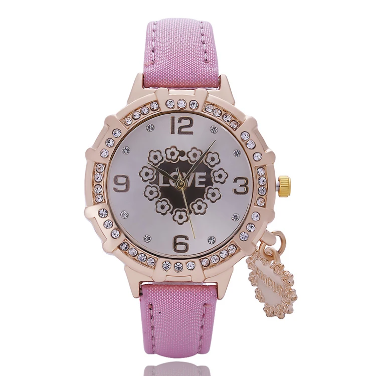 Luxury Pendant Rhinestone Love Heart Bracelet Watch Women Pink Leather Quartz Wrist Watch (KKWT82059), As the picture
Luxury Pendant Rhinestone Love Heart Bracelet Watch Women Pink Leather Quartz Wrist Watch (KKWT82059), As the picture