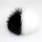 Myfur Black/White Bi-Color Raccoon Fur Ball Wholesale Genuine Fur Pompoms