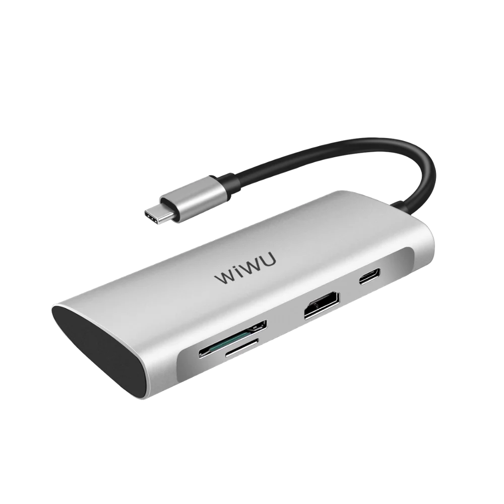 WiWU 7 in 1 type C hub with USB3.0 Type C SD card slot extensional type C hub adapter with fast data transfer, Grey;silver
WiWU 7 in 1 type C hub with USB3.0 Type C SD card slot extensional type C hub adapter with fast data transfer, Grey;silver