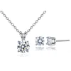 2017 Woman Gift Jewelry Sets 8mm Stone CZ Cubic Zircon Crystal Silver Lever Back Earring Pendant Necklace