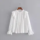 Z86030E 2019 sexy long sleeve plain white women's blouses