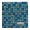 Natural Style Ocean Blue Glass Mixed Stained Sea Shell Bathroom Mosaic Wall Tiles