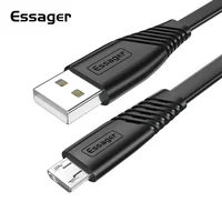 

Essager Flat Micro USB Cable For Samsung Xiaomi HTC Android 2.4A Fast Data Charging Charger Microusb Cable Mobile Phone Cable