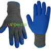 Breathable Customized Logo Printed Latex Coated Dipped10G Grey Cotton Working Safety Crinkle Gloves