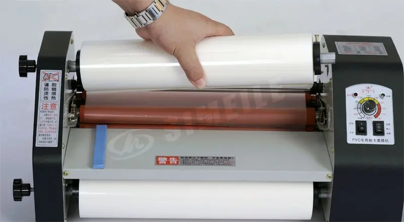PVC/photo/picture FM-480 laminate machine hot & cold press with stand
