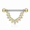 IP Gold Gems Paved Chain Nipple Piercing