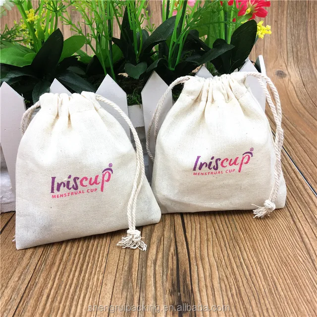 natural small unbleached muslin bags for menstrual cup