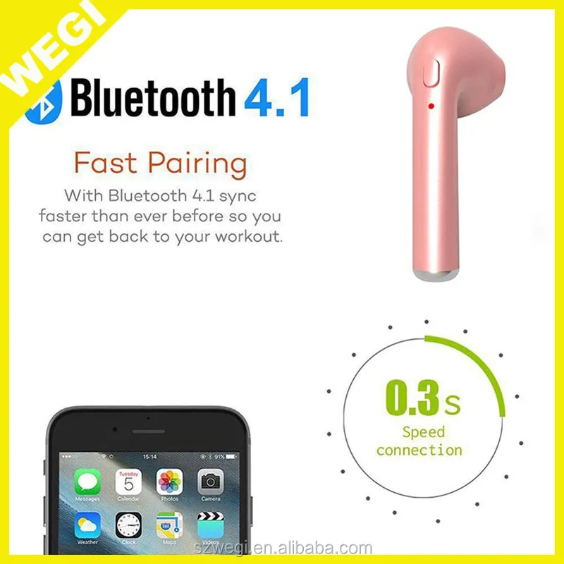 2017 bt Single Earbud v4.1+EDR Wireless Left Earpiece Handsfree Stereo Earphone i7 - ANKUX.COM