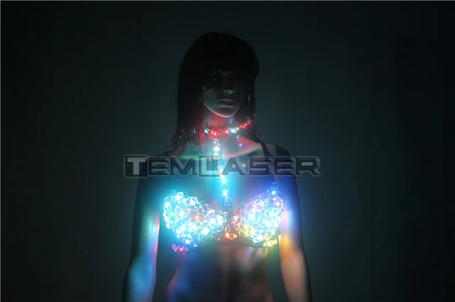 Sexy LED Bra Stage Bra Colorful Flash LED Glow Diamond Underwear for Singer  Dance Punk Club Stage Wear