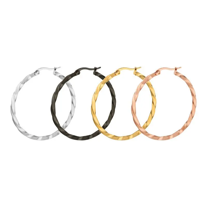 Fashion Gold Titanium Steel Spiral Twist Earrings Stainless Steel Earrings With Delicate Large Earrings, As show
Fashion Gold Titanium Steel Spiral Twist Earrings Stainless Steel Earrings With Delicate Large Earrings, As show