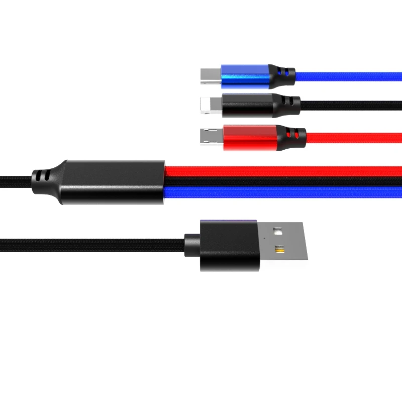 OEM Nylon Braided USB Cable type c cable 3 in 1 usb cable for phone high quality - ANKUX.COM