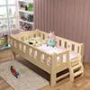 Toddler Bed with Guard Safety Rail nature Wooden Kids Bed