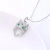 N1102670 Silver nature jewelry owl has crystal eyes charm pendant necklace
