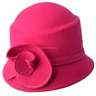 Hot Sale Wool Winter Women Cloche Bucket Hat with Flower Wholesale