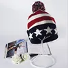 Hot style Warm Striped Star Hat with Pompom Women Turn up Thicken Knit Beanie Cap