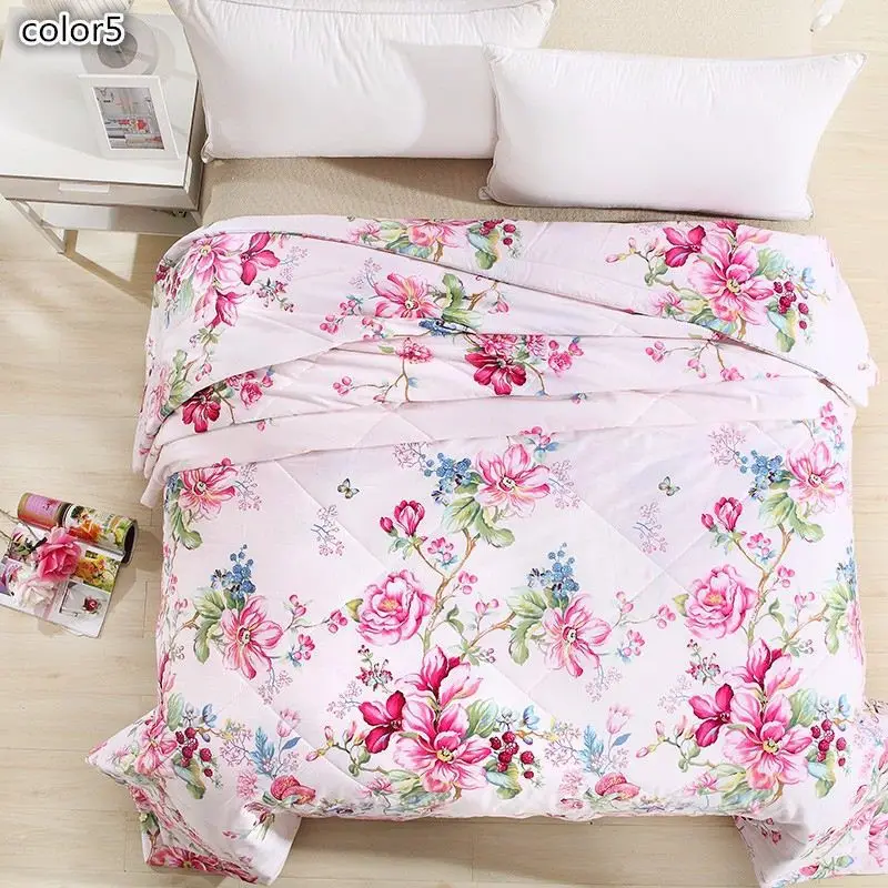 Green summer flowers cartoon 100% cotton summer or autumn air conditioning blanket quilt bedding comforter home tetile.