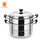 Three Layer Soup Pot Food Steamer Pot With Double Ear Handle Glass Lid