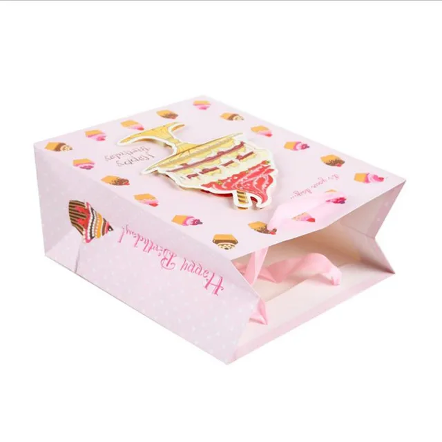 pink party gift bags cake birthday gift bag with ribbon