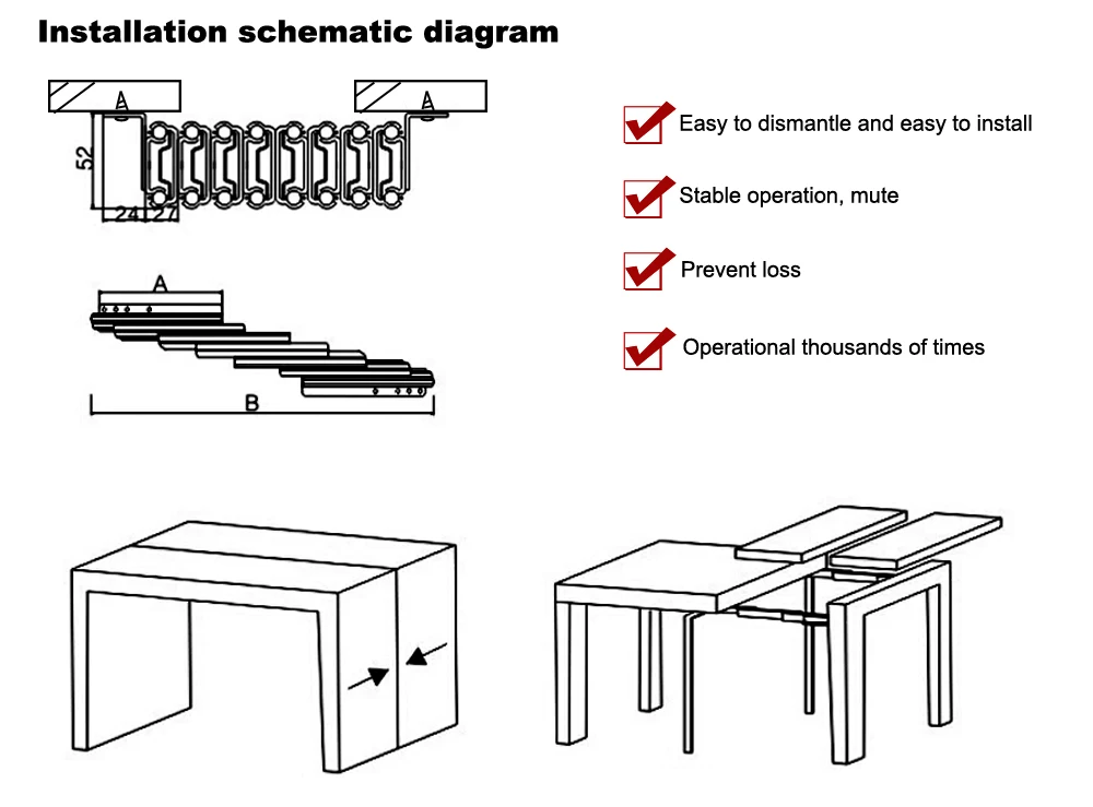 Multi Section Folding Table Slide(extension Table Mechanism) - Buy