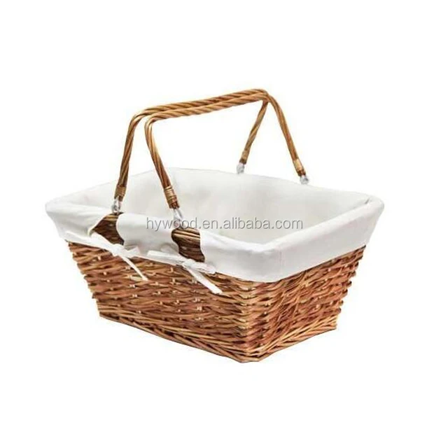 leather straps natural wicker gift basket for picnic