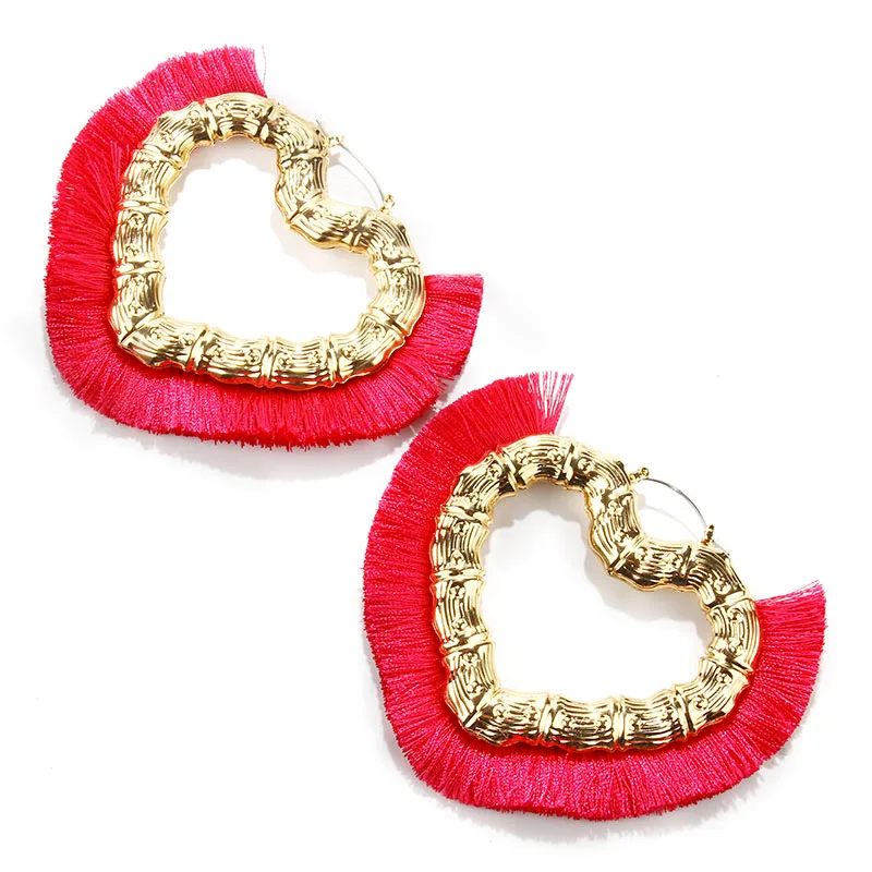 Wholesale New Design Fashion African Gold Heart Bamboo Tassel Hoop Earrings For Women, 8 colors
Wholesale New Design Fashion African Gold Heart Bamboo Tassel Hoop Earrings For Women, 8 colors