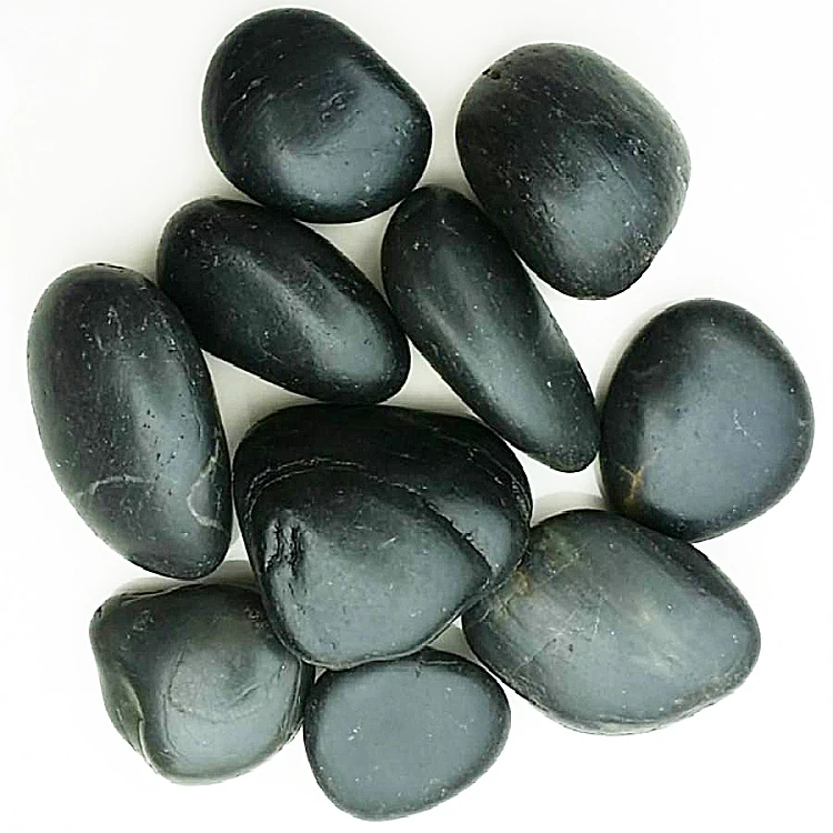 Low Price pure white pebbles stone pebble black polished