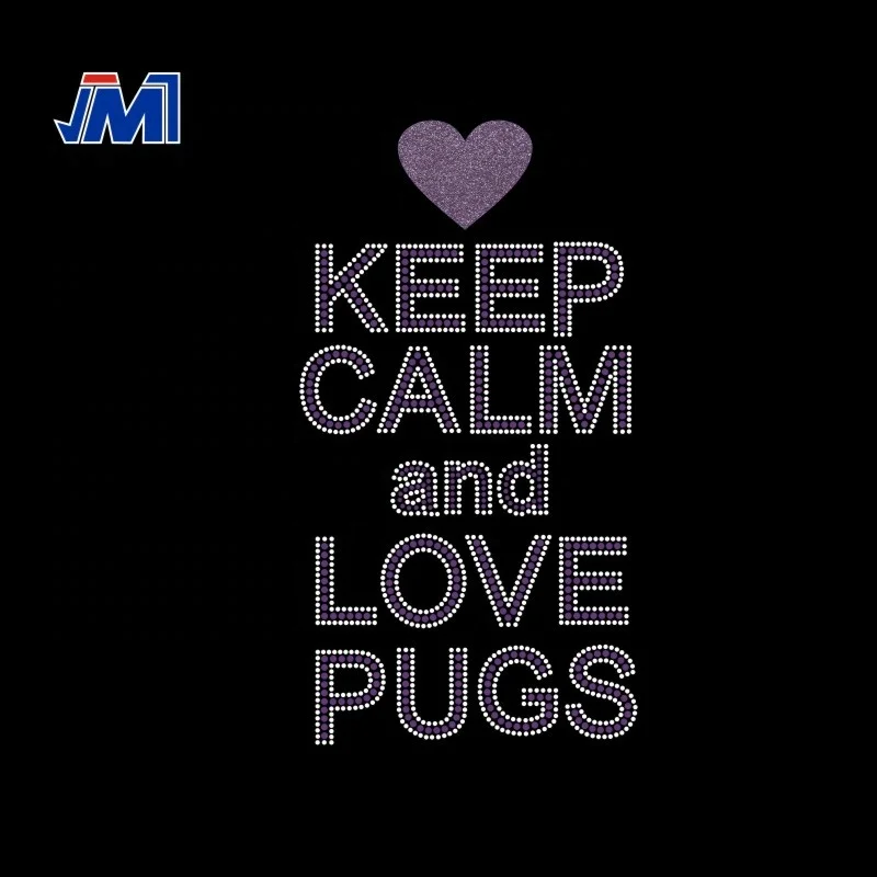 Beautiful design keep calm and love pugs iron on rhinestone and glitter design, As your request
Beautiful design keep calm and love pugs iron on rhinestone and glitter design, As your request