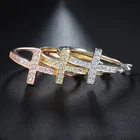 Gold Hoop Earrings RINNTIN OE142 Women Fashion Jewelry Wholesale Gold Plated Cross Hoop Earrings