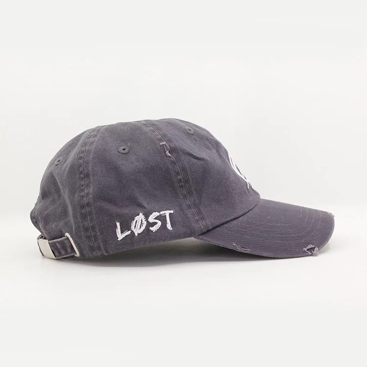 best selling blue denim distressed dad hat, distressed hat with logo customize