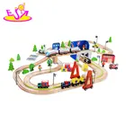 Funny interactive 129 pcs wooden toy train sets for kids W04C081