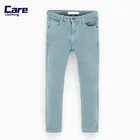 OEM factory custom soft fabric garment dye serged color kids girl skinny jeans