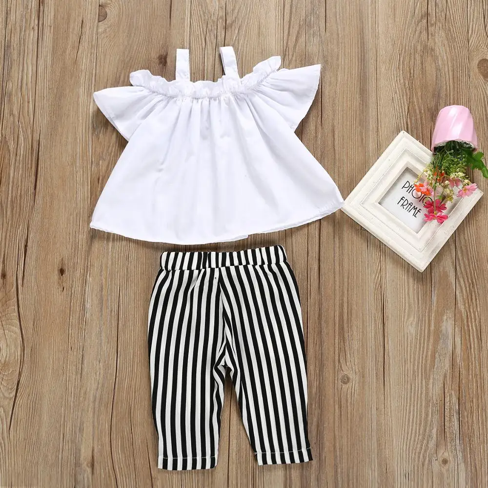 2 Piece Children's Bow Lace Halter Striped T shirt Sling Shoulder + Striped Pants Sets baby girl newborn clothing, As picture
2 Piece Children's Bow Lace Halter Striped T shirt Sling Shoulder + Striped Pants Sets baby girl newborn clothing, As picture