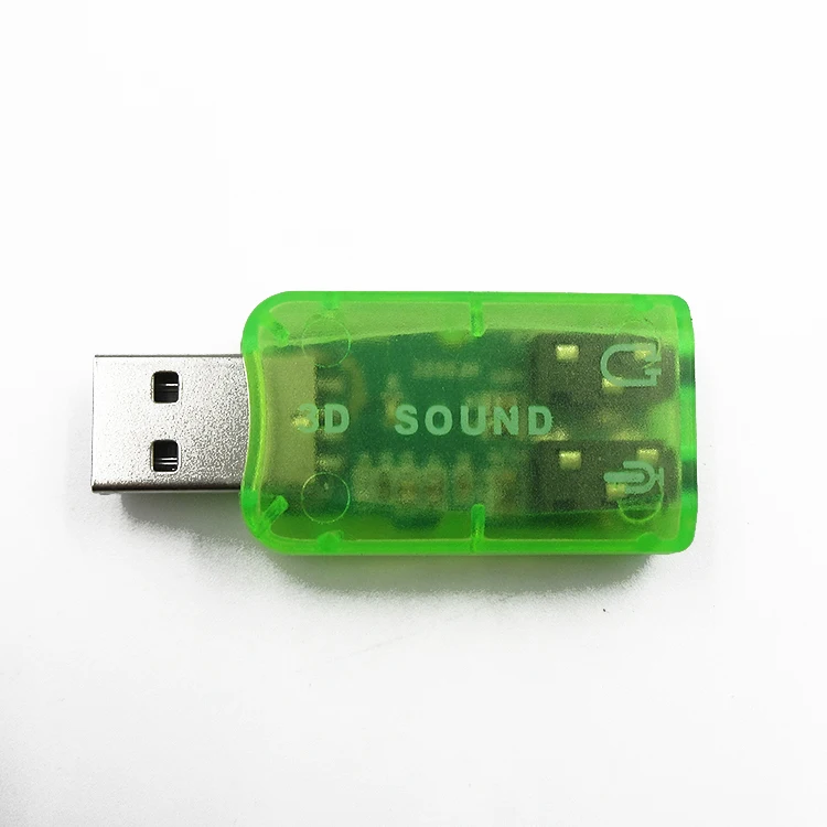 Прозрачность зеленый USB 2.0 Виртуальный 5.1 Surround Sound карты для компьютера и ноутбука