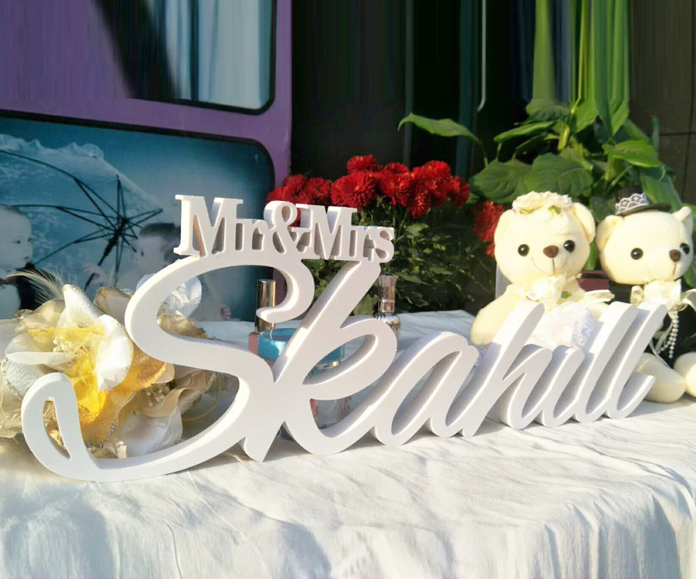Personalized White Letter Mr and Mrs LAST NAME Wedding Custom Wedding Sign Mr & Mrs Last Name Table Sign Wedding Decor 6 tall