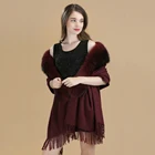 Cashmere Wrap with Fox Fur Shawl Stole for Women