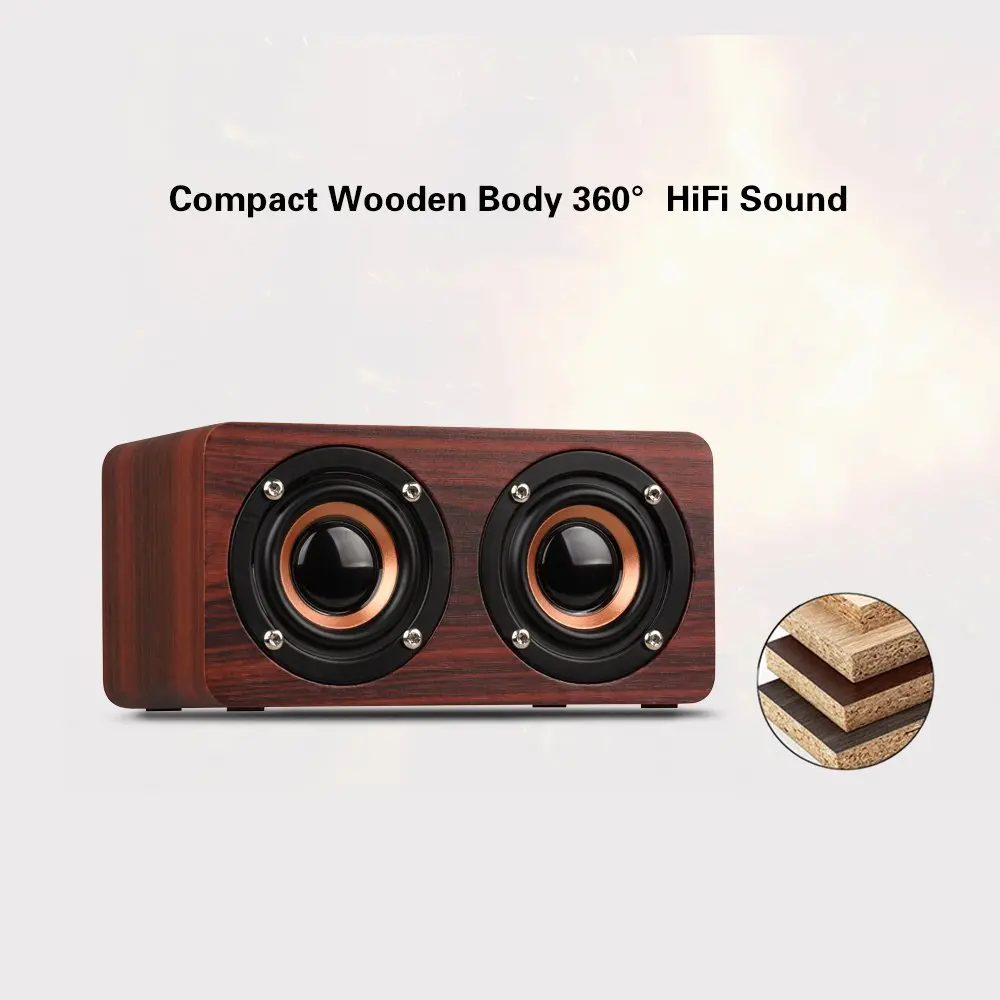 Portable 10W Bluetooth HiFi Sound Wooden Speaker Support TF Card AUX Handsfree Wireless Stereo Speaker - ANKUX.COM