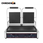Heavy Duty Double Electric Sandwich Panini Grill with Half Ribbed Half Smooth Surface