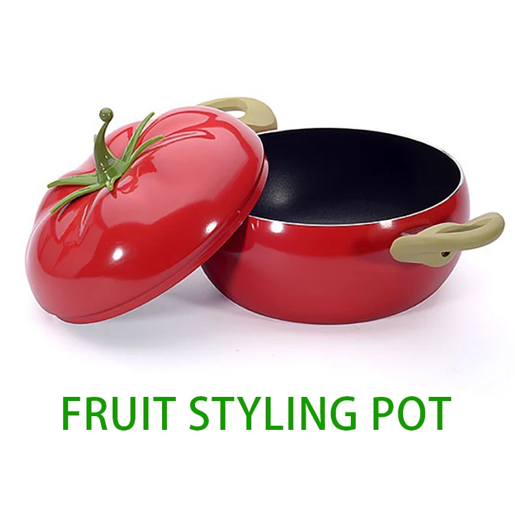 Aluminum Kitchen Soup Pot Non-stick Fruit Sauce Pan Boiler Tomato Shape No Fumes Household Cooking Tools Kitchenware