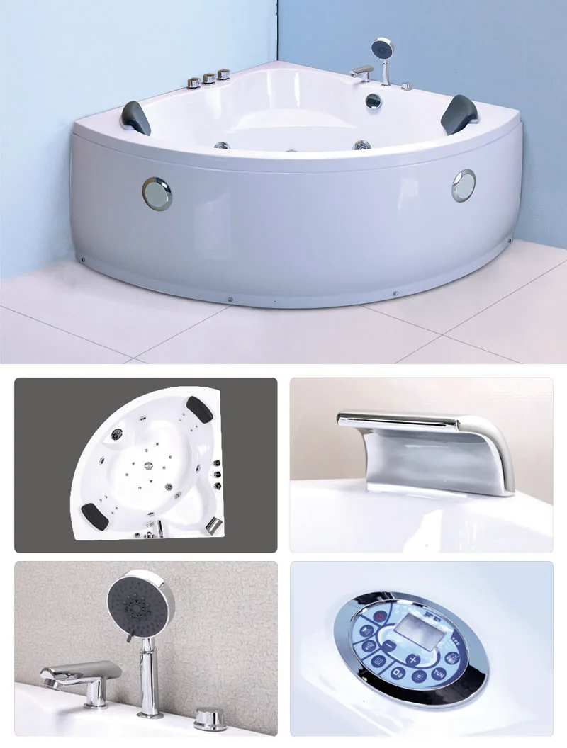 Self Cleaning Triangle Shaped Bathtub with Pillow