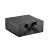 Large black white paper cardboard gift hamper box with ribbon