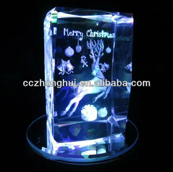 3d laser engraved crystal cube christmas gift