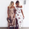 Top quality New 2018 off-shoulder floral beach dress , Casual losoe Women chiffon dress wholesale