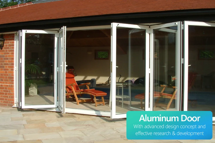soundproof interior ffolding glass bifold french bi fold doors aluminum aluminium alloy folding door for restaurant