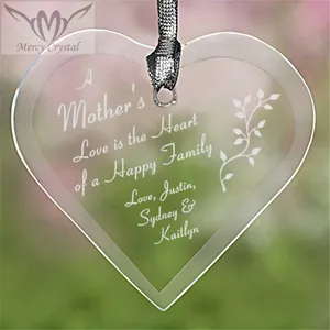 love words engraved glass heart ornament for mothers day gifts