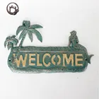 Antique cast iron metal crafts home retail store wall mount welcome sign decorative piece for sale