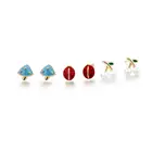 2019 New Trend Korean Cute Freshwater Pearl Green Enamel Earrings 925