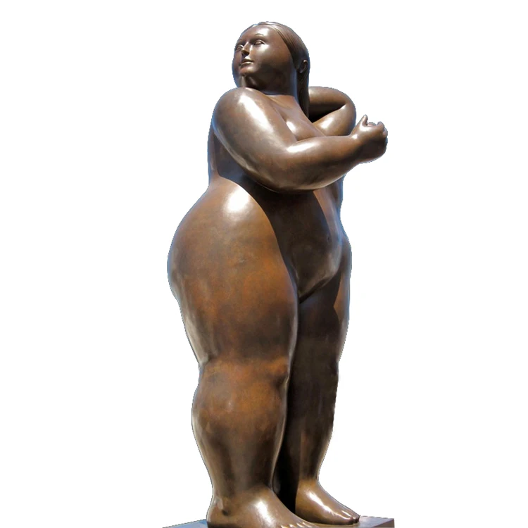 Fábrica de fundición de bronce desnudo mujer gorda escultura de mujer desnuda figura estatua en venta